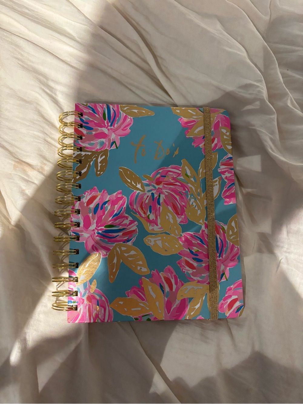 Lilly Pulitzer Turquoise Notebook with Pink & Gold Floral Accents